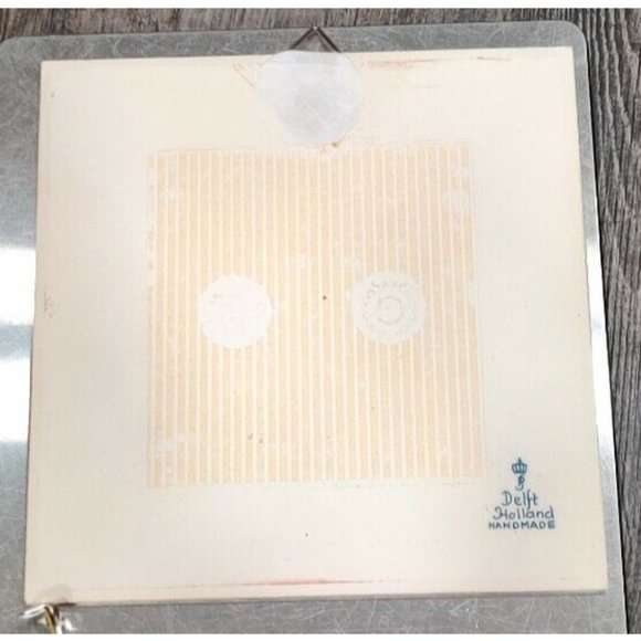 Vintage Delft Holland Apothecary Pharmacy Tiles Trivet Burroughs Blue & White 6" - Picture 3 of 7